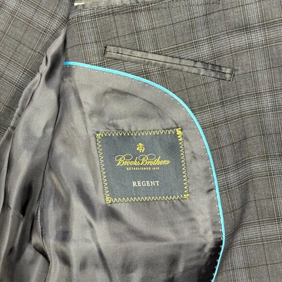 Brooks Brothers "BrooksCool" Blazer REDA Wool Sport Coat Glen Check Blue 44R - Picture 8 of 10